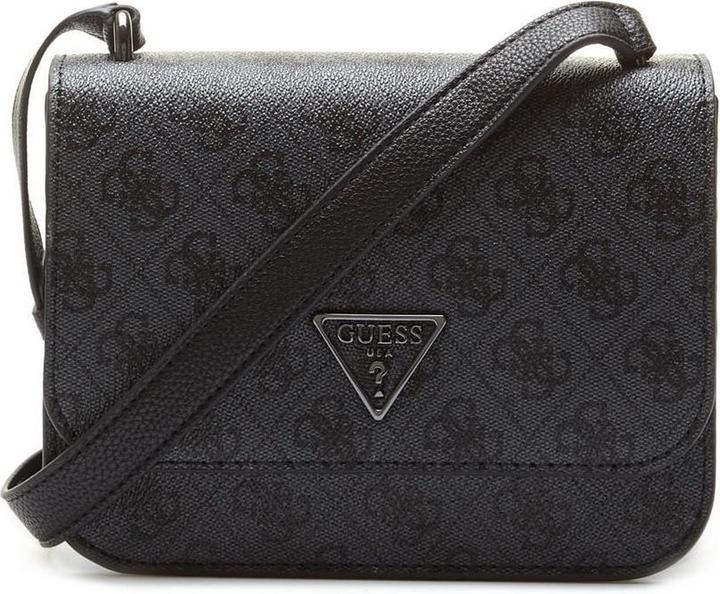 Guess Noelle, Belt, Magnetic Clip, Textile Crossbody Bag, Black, 14 x18.5