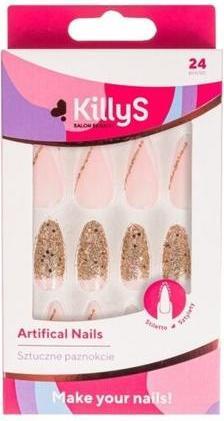 Immagine prodotto KillyS Unghie artificiali Stiletto Golden Glitter French (Unghie artificiali, Golden)