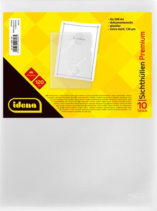 Idena Transparent pockets A4 PP 10s crystal clear 120µ (A4, 10x)