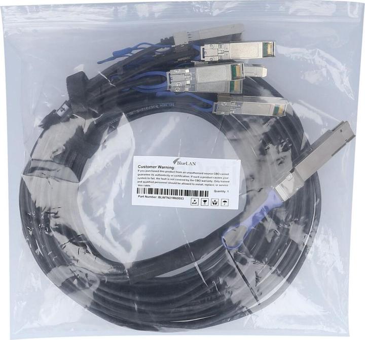 Actual product image BlueLAN Dell Networking WV95V Compatible DAC 200GBASE-CR8 QSFP-DD/8xSFP28 BL292701W1M26
