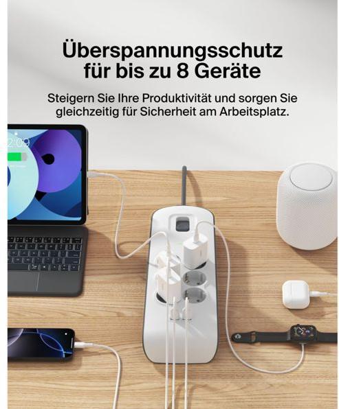 Produktbild Belkin Steckdosenleiste 6-fach + 2xUSB-A, 2m Kabel BSV604vf2M-V2 (6x, Typ 13, 2 m)