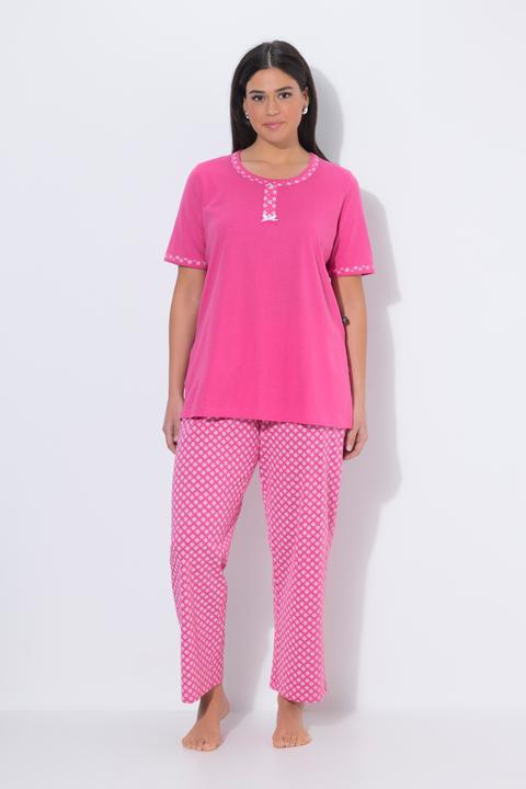 Produktbild Ulla Popken Pyjama, gemustert, Rundhals, Halbarm, Taschen (50, 52)