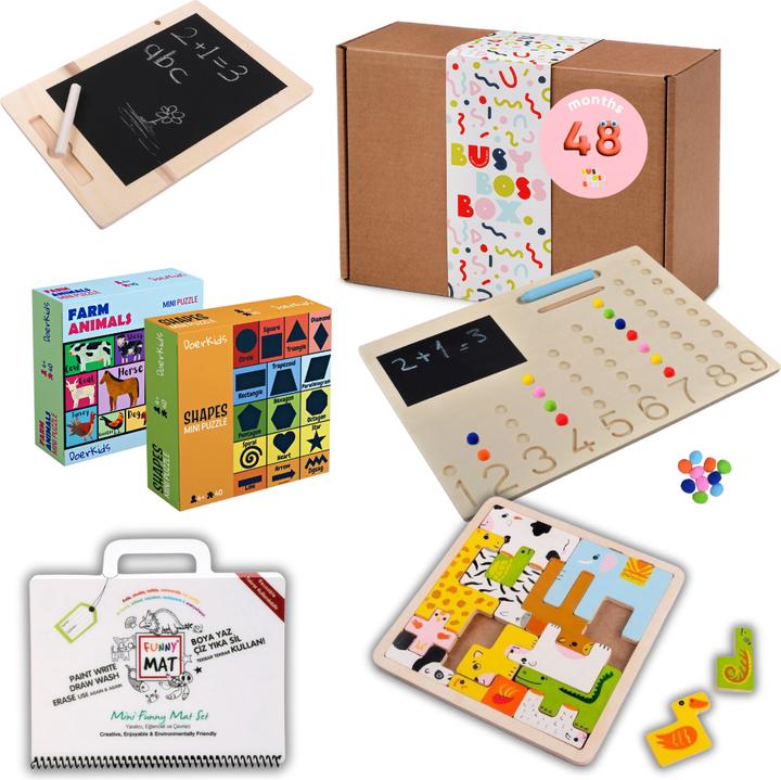 Actual product image Busy Boss Box BusyBossBox 6in1– Motor Skill & Learning Toy Box 4+, trains creativity & logic, home & preschool