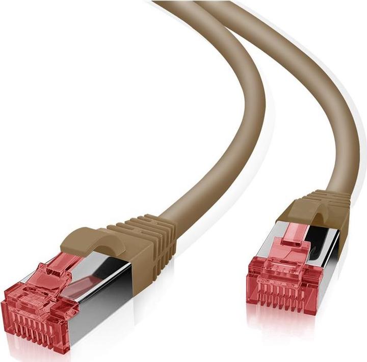 Productafbeelding Helos GRS gecertificeerde Cat 6a patchkabel met Cat 7 ruwe kabel TPE bruin 2,0m (S/FTP, CAT7, 2 m)