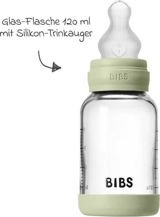 Actual product image Bibs Babyflaschen Glas-Flasche Baby Bottle Round 120 ml + Silikon-Trinksauger (120 ml)