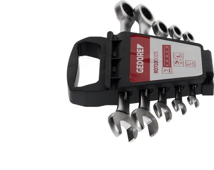 Actual product image Gedore Red red R07105005 Combination ratchet open-end spanner set SW8-19 mm 5 pieces (19 mm, 8 mm, 7 mm, 10 mm, 29 mm)