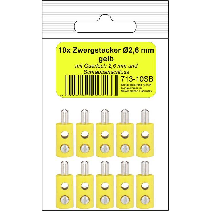 Donau 10 ZWERGSTECKER 2,6mm gelb in SB, Elektronikkabel + Stecker, Gelb