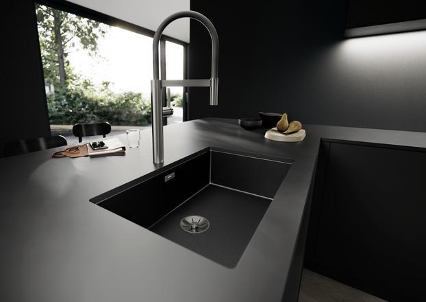 Actual product image Blanco CULINA-S II satin dark steel | High pressure | With retractable hose | Change of clear water
