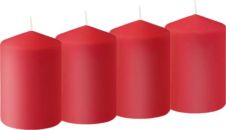 Home&Styling Kerzen-Set, 4 Stück Stumpenkerzen, Ø 7 x 10 cm, rot (4 Stk.)