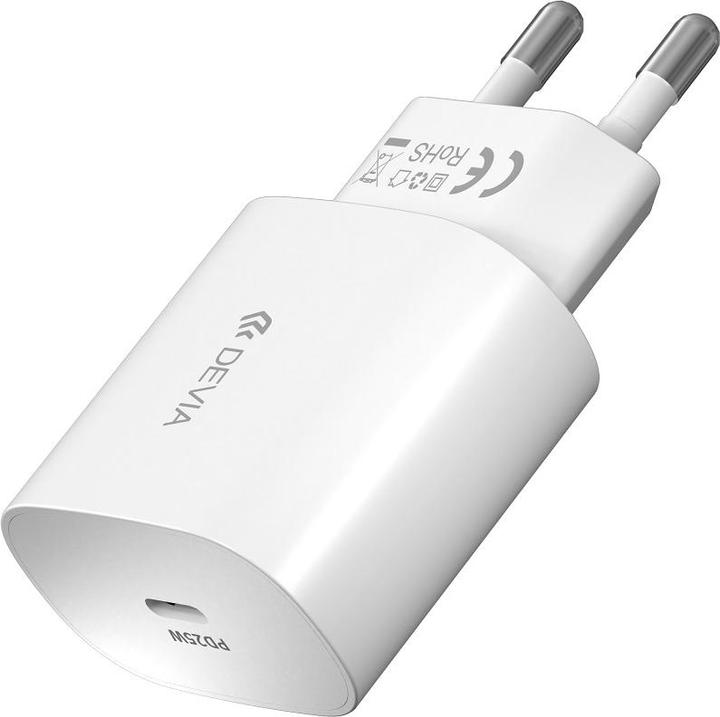 Devia wall charger Smart PD 25W 1x USB-C white + cable USB-C - USB-C (25 W, 1 portion)