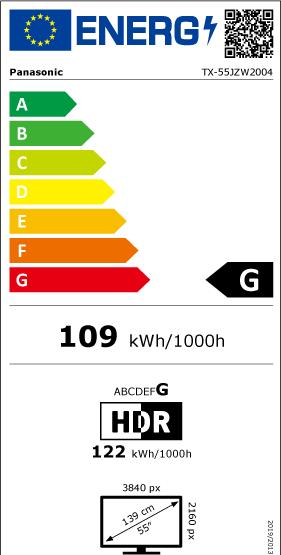Energy Label Panasonic TX-55JZW1004 - 139 cm (55") Diagonal Class JZ1000 Series OLED TV - Smart TV - 4K (54.72", OLED, 4K)