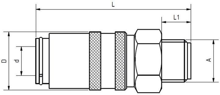 Actual product image Neriox Quick release couplings form H straight with external thread and valve (Hitch, 13 mm)