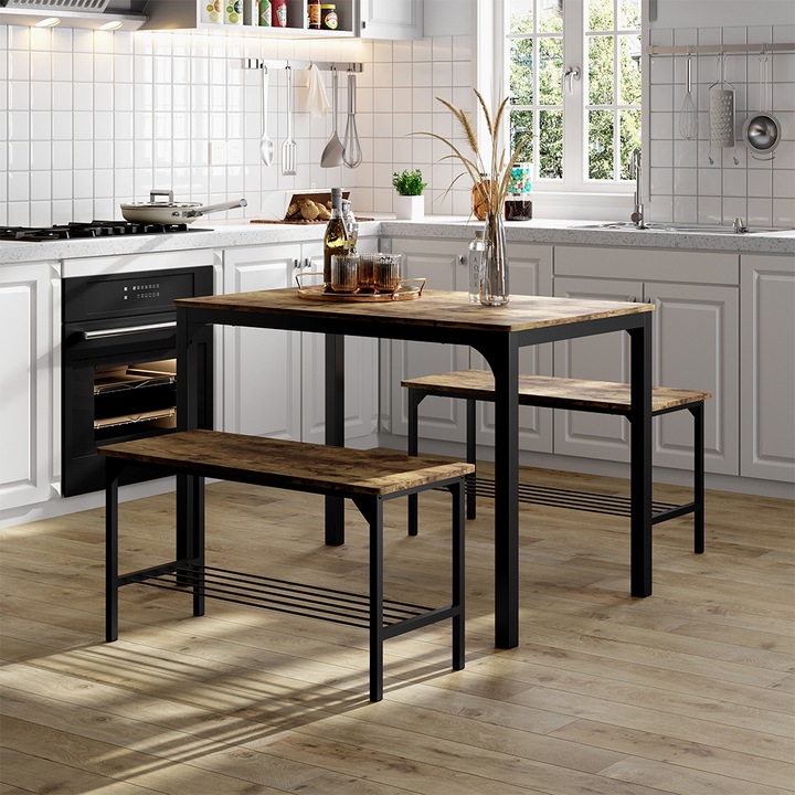 Produktbild Vicco Sitzbank Fyrk, Schwarz/Eiche rustikal, 85 x 36 cm (36 cm)