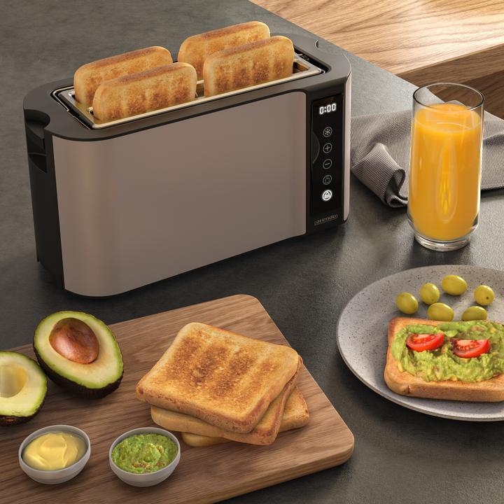 Image du produit Arendo Toaster Wärmeisoliertes Doppelwandgehäuse, 2 lange Schlitze, Touch-Display, für 4 Scheiben, 1500 W