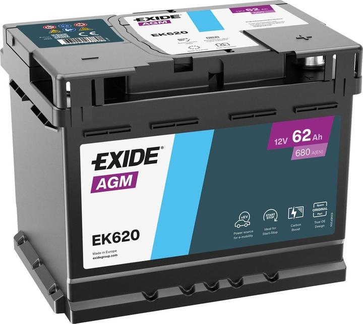 Actual product image Exide EK620 (12 V, 62 Ah, 680 A)