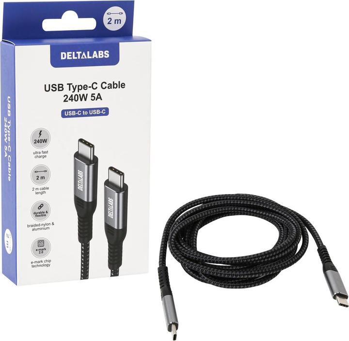 Image du produit Deltalabs Câble USB-C 240W 5A (2 m, USB 2.0)