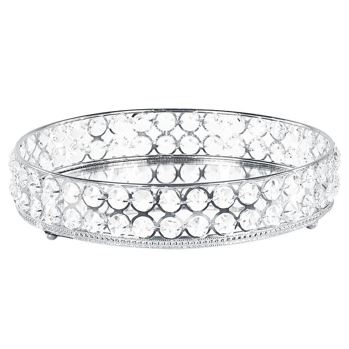 Produktbild Beliani Dekotablett Glas / Eisen Spiegeleffekt ø 25 cm silber VATAN (25 x 25 x 6 cm)
