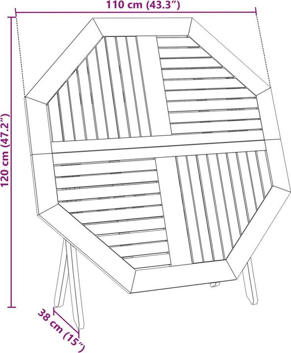 Actual product image vidaXL Gartentisch Klappbar Ø110 x 75 cm Akazie (110 cm)