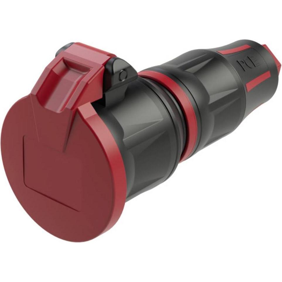 PCE, Netzstecker + Netzkupplung, PC Electric 24712-sr Schutzkontaktkupplung Gummi, PA6 250 V Schwarz, Rot IP54
