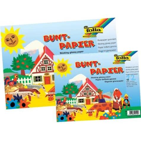 Thumbnail - Folia, Bastelpapier, Buntpapier gummiert farbsortiert 80 g/qm 12 Blatt (80 g/m², 12 x)