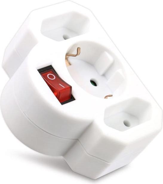 Produktbild Heitech Multisteckdose mit Schalter, horizontal, 16 A, weiss (3x, CEE 7/3)