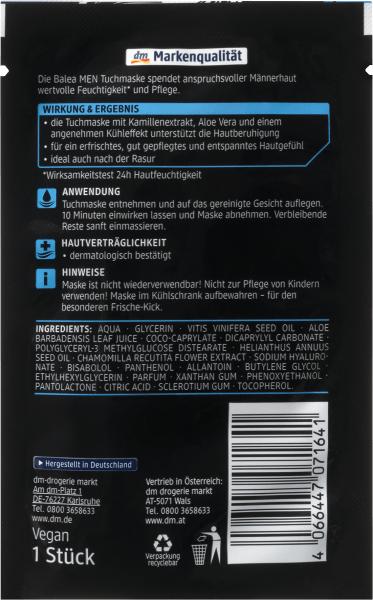 Actual product image dm Balea MEN DUPLIKAT Hydro sheet mask