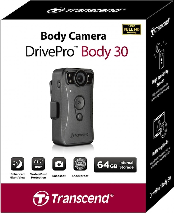 Immagine prodotto Transcend Corpo DrivePro 30 (Bluetooth, WiFi, Display integrato, Full HD)