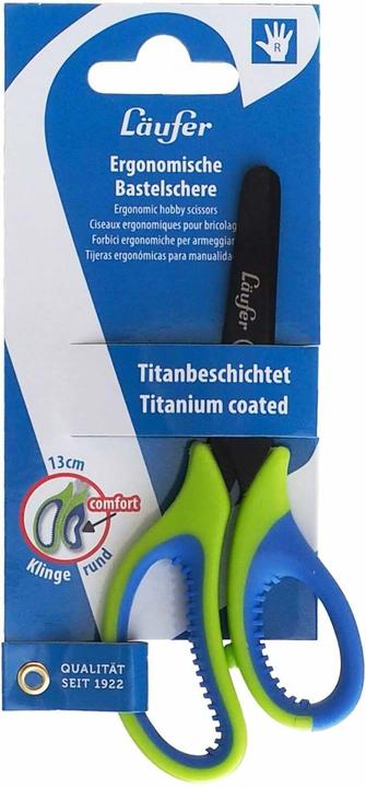 Produktbild Läufer L„ufer Ergonomische Bastelschere, L„nge: 130 mm, grn/blau (13 cm)