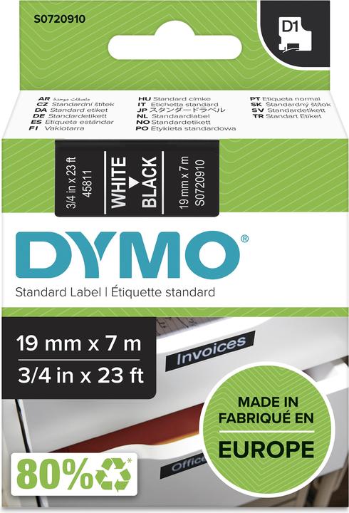 Actual product image Dymo S0720910 Standard tape (1.90 cm, Black)