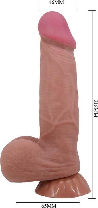 Actual product image Pretty Love Sliding Skin Series Realistic Dildo With Sliding Brown Skin Suction Cup 21,8 cm