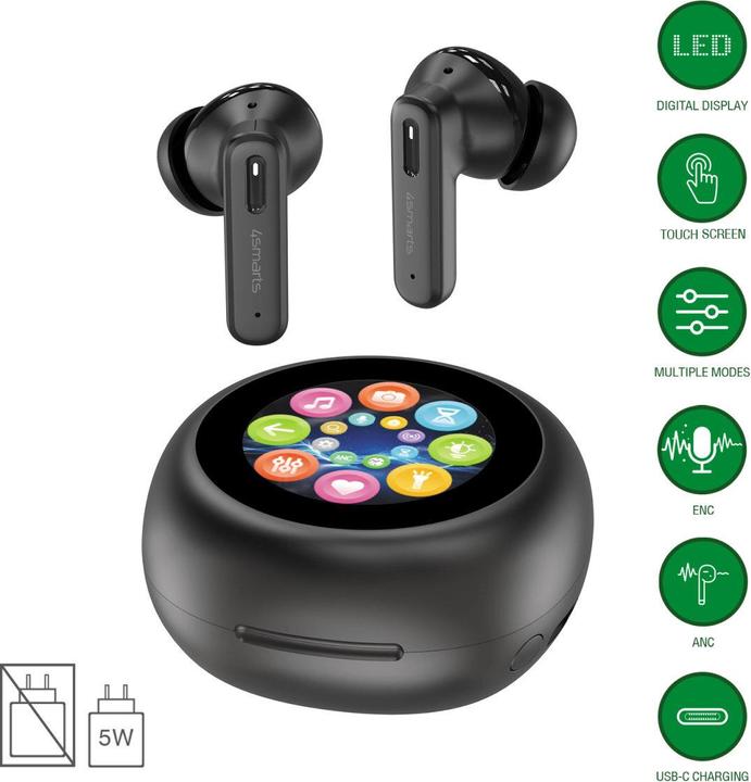 Produktbild 4smarts TWS Bluetooth Kopfhörer (ANC, 5 h, Kabellos)