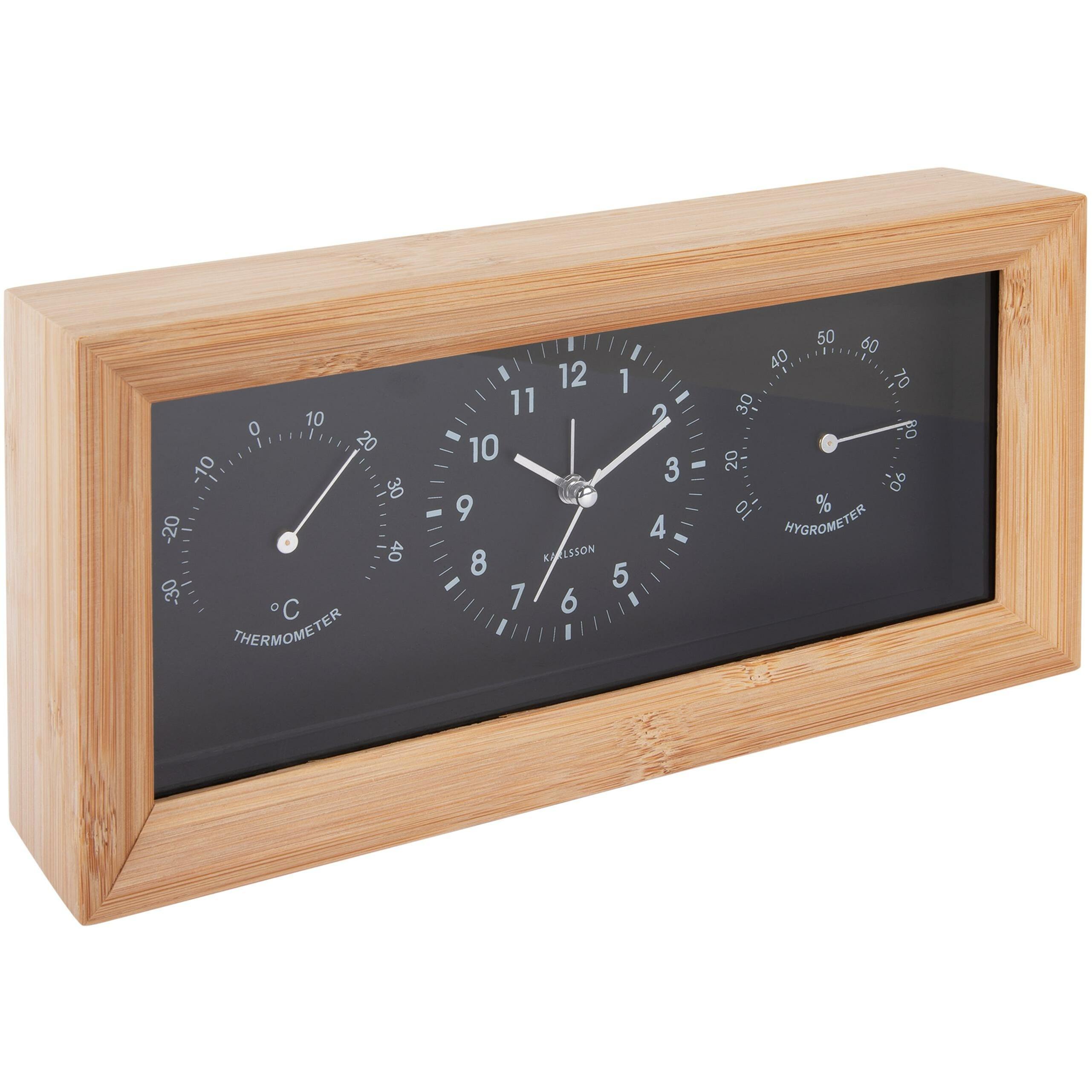 Karlsson Klassischer Wecker Neat Rectangle Bambus Schwarz Galaxus