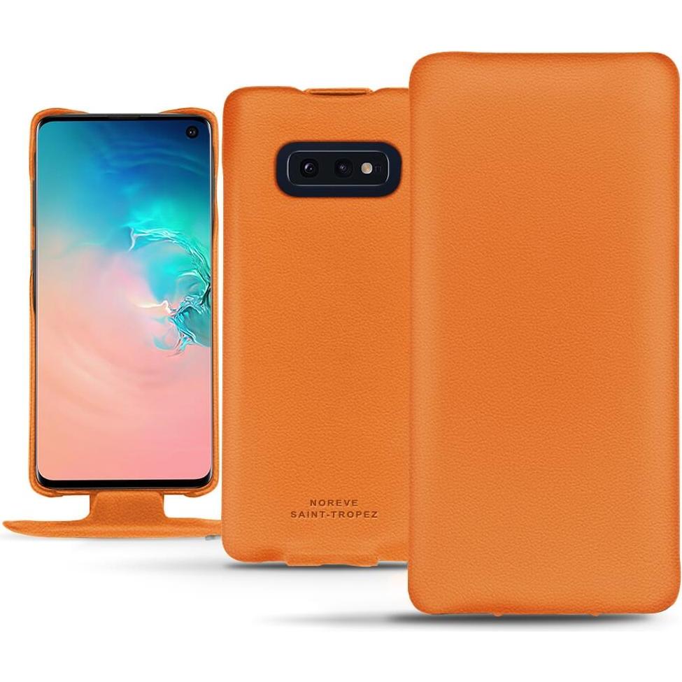 Noreve Lederschutzhülle vertikal (Samsung Galaxy S10e), Smartphone Hülle, Orange
