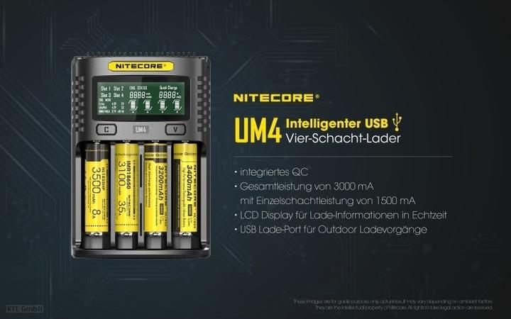 Immagine prodotto Nitecore Caricatore USB UM4 (1 pz., 14500, 16340, 18650, Batteria + Caricabatterie)