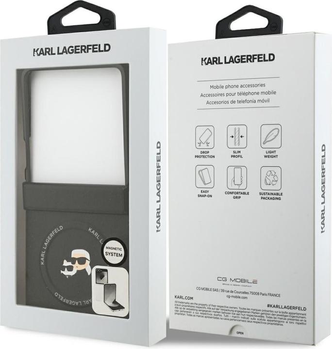 Productafbeelding Karl Lagerfeld Karl&Choupette Pins MagSafe hoesje voor Samsung Galaxy Z Flip7 Zwart (Samsung Galaxy Z Flip7)