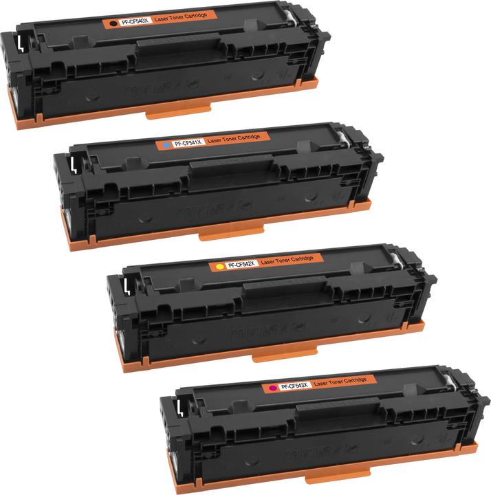 Plutoos HP CF540X, CF541X, CF542X, CF543X / 203X toner XXL compatible, jeu de 4 couleurs (CMJN)