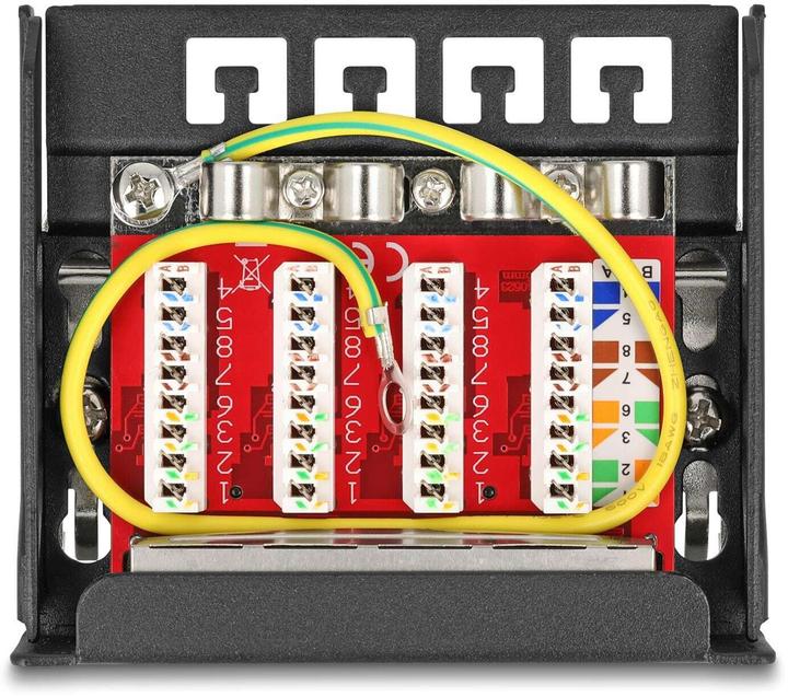 Actual product image Delock Mini Desktop Patchpanel RJ45 jack 4 port Cat.6A shielded black - for