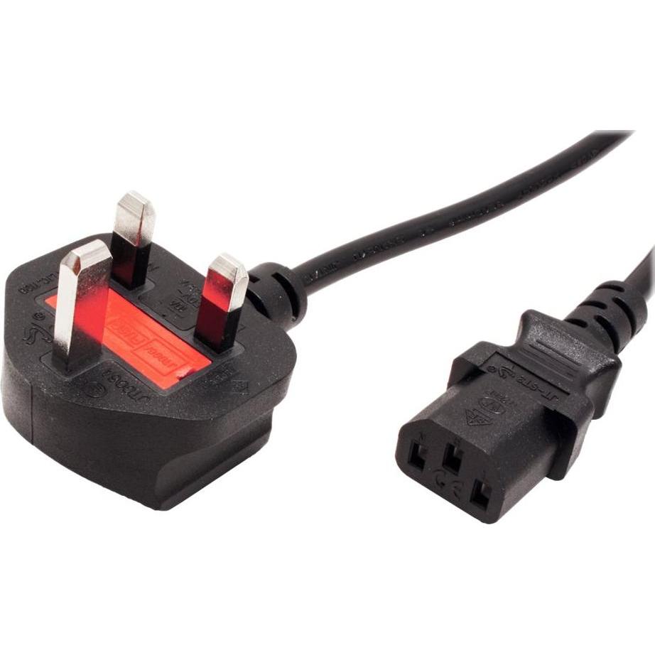 Value Cavo di alimentazione - BS 1363 (M) angolato secondo IEC 60320 C13 diritto - corrente alternata, Cavo di alimentazione, Nero