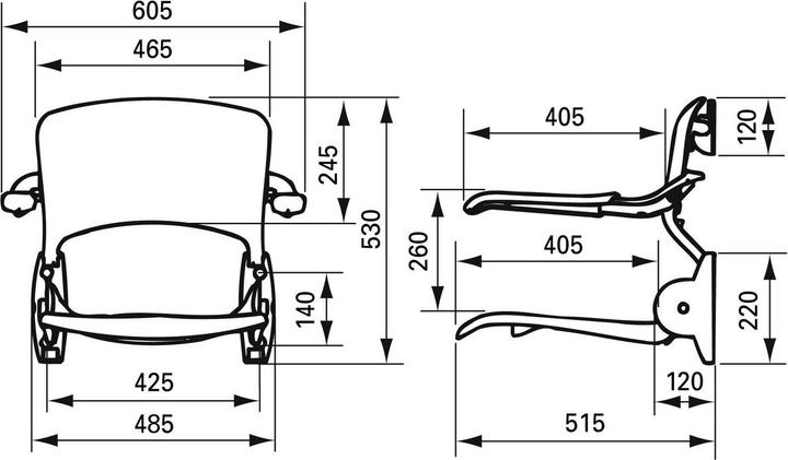Produktbild Handicare douchezitting+rug wit+armlegger