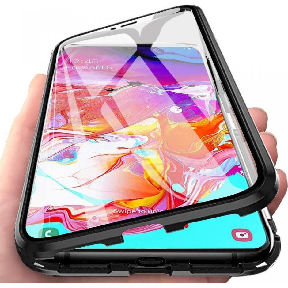 G-Case Samsung Galaxy A40 Aluminium Magnetic Glass Case Hülle (Samsung Galaxy A40), Smartphone Hülle, Schwarz