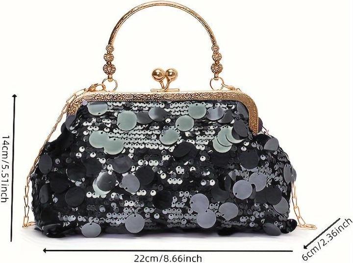 Actual product image Only-Bags.Store Chic vintage-inspired crossbody bag with adjustable strap and sequin accents