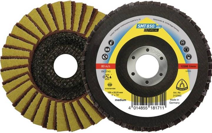 Klingspor 312560 SMT 850 Combinaison de disques abrasifs 125 x 22,23 mm grain 80 Moyen courbé Contenu : 5 (80)