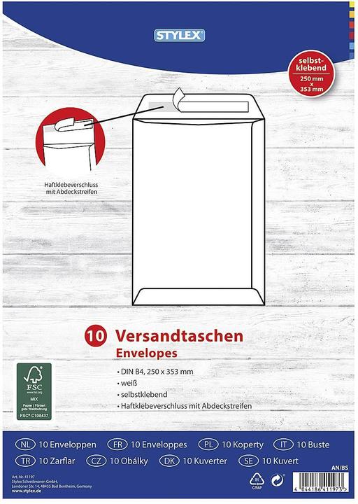 Image du produit Stylex Pochettes d'expédition B4 10 pcs (10 x)