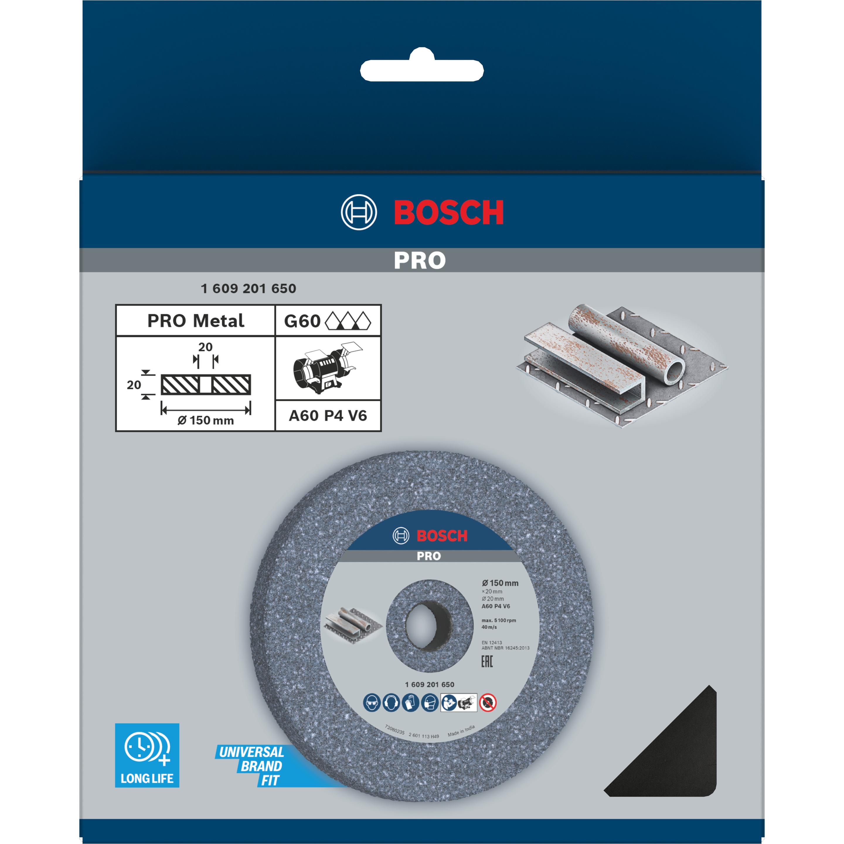Thumbnail - Bosch Zubehör, Schleifmittel, PRO Metal Schleifscheibe, 150 x 20 x 20 mm, G60 (60)