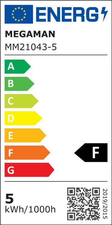 Energy Label Megaman LED E27 bulb shape 5.5W = (E27, 470 lm, 1x)
