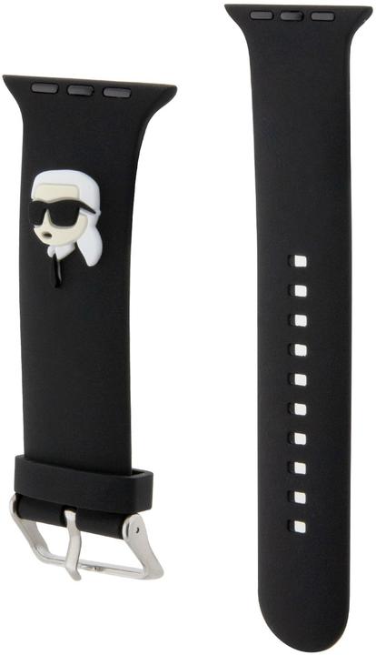 Karl Lagerfeld Pasek KLAWLSLKNK Apple Watch 42/44/45mm czarny/black strap 3D Rubber Karl Head (Gummi / Silikon)