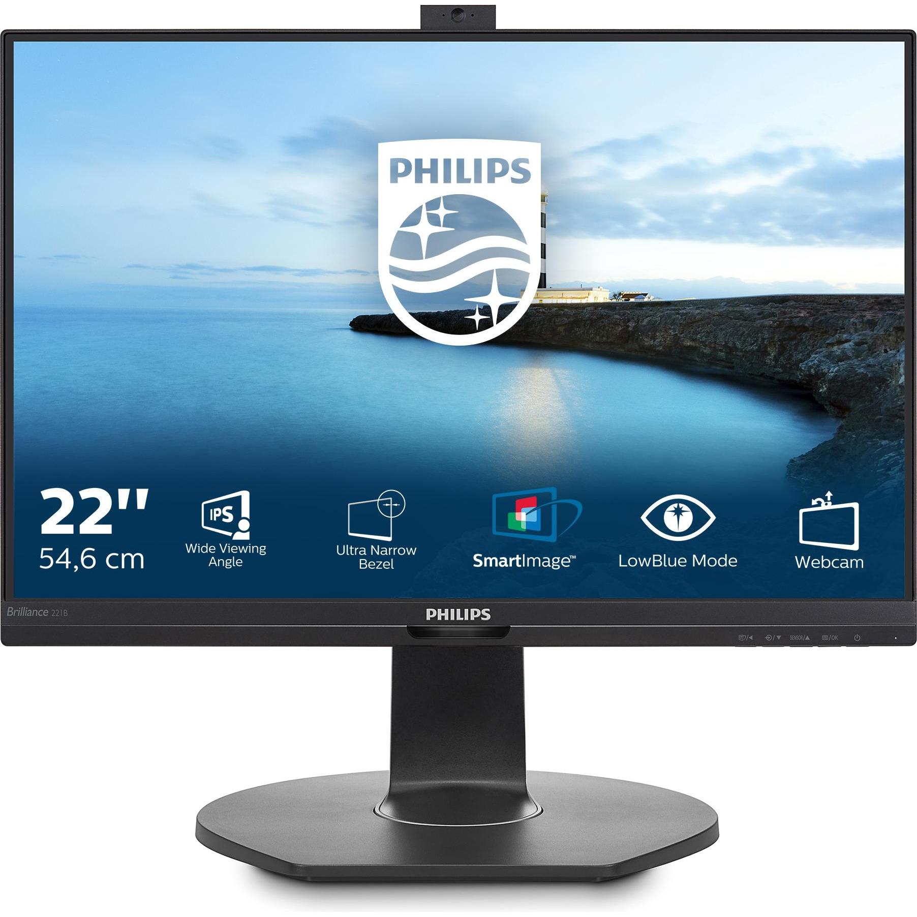 Philips 221b7qpjkeb/00 (1920 x 1080 Pixel, 22"), Monitor, Schwarz