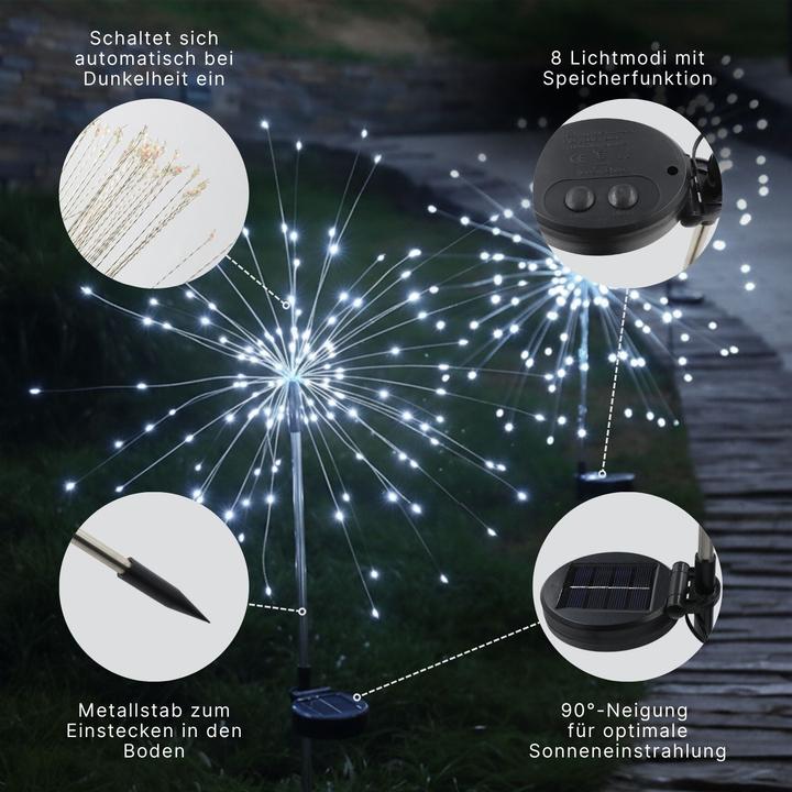 Actual product image Hermex 2er-Set LED Solar-Feuerwerkslichter Lichterkette Gartenleuchte Deko (0.11 m)