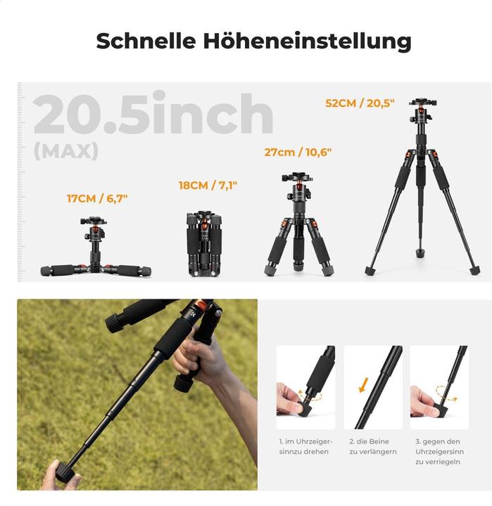 Actual product image K&F Concept S225A0+BH-25L Desktop Mini Tripod for Camera (Metal)