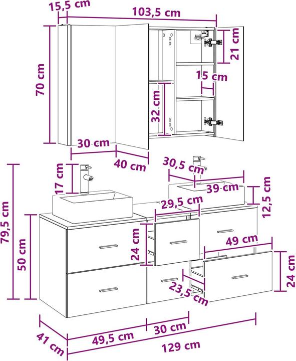 Produktbild vidaXL Badezimmermöbel-Set
